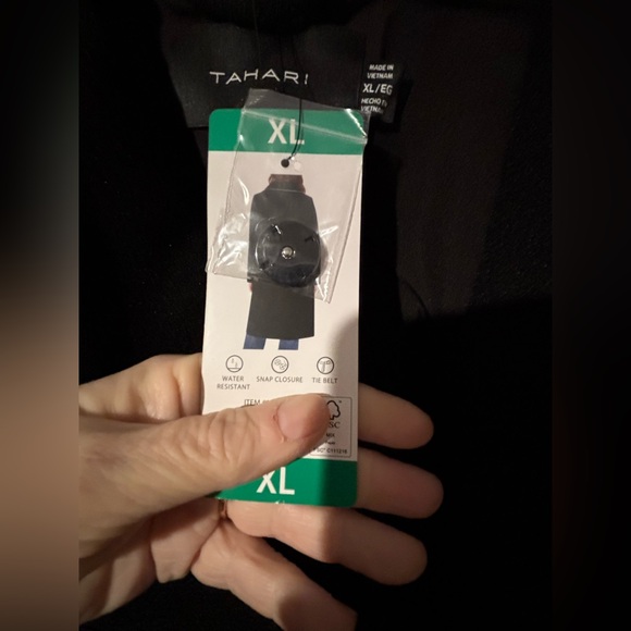 NWT Tahari Black Belted Mid Length Coat Size XL - Picture 4 of 11